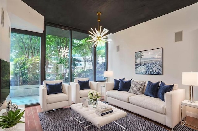 855 Peachtree St NE Unit 1108, Atlanta, GA 30308 - living area featuring a chandelier and wood finished floors