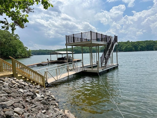 view of dock featuring a water view