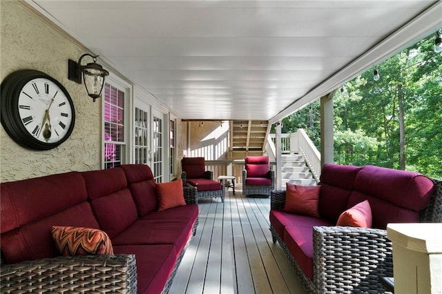 1313 Fallsbrook Ter NW, Acworth, GA 30101 - deck featuring stairs and outdoor lounge area