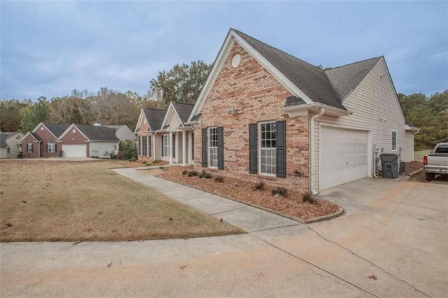 view of side of home featuring a garage