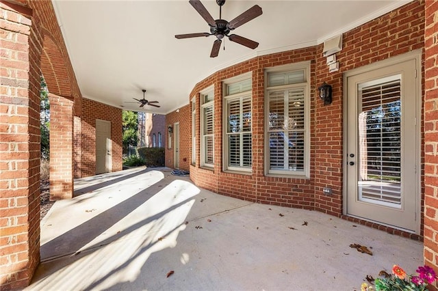 view of patio with ceiling fan