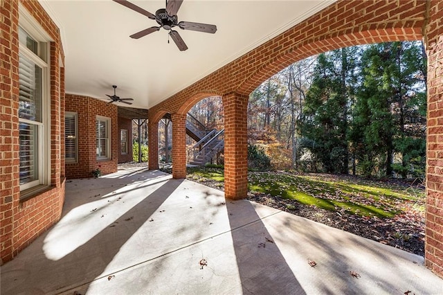 view of patio with ceiling fan