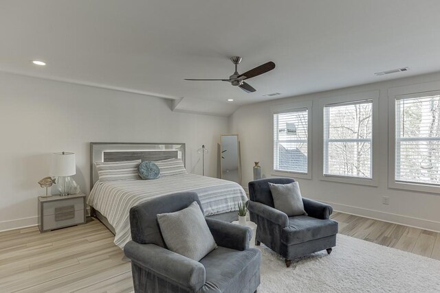6014 Warpath Rd, Flowery Branch, GA 30542 - bedroom featuring multiple windows, light wood-type flooring, recessed lighting, and baseboards
