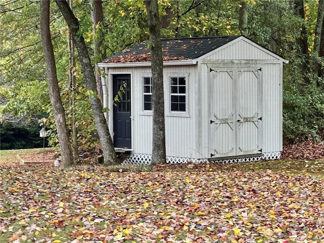 view of shed