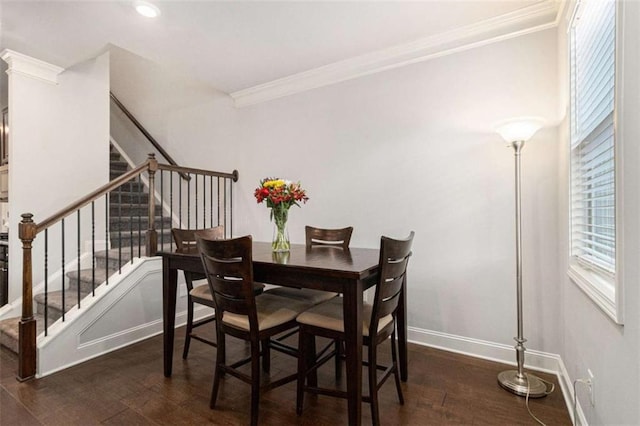 2700 Norwich Trce, Snellville, GA 30078 - dining room featuring crown molding, stairway, and wood finished floors