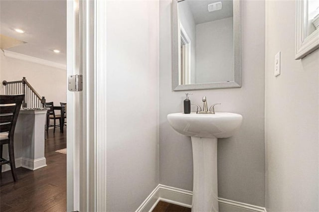 2700 Norwich Trce, Snellville, GA 30078 - bathroom featuring wood finished floors, recessed lighting, and crown molding