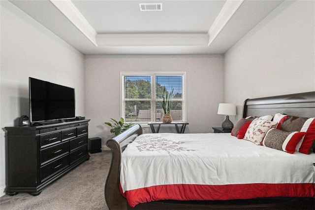 2700 Norwich Trce, Snellville, GA 30078 - bedroom featuring light carpet, a tray ceiling, and ornamental molding