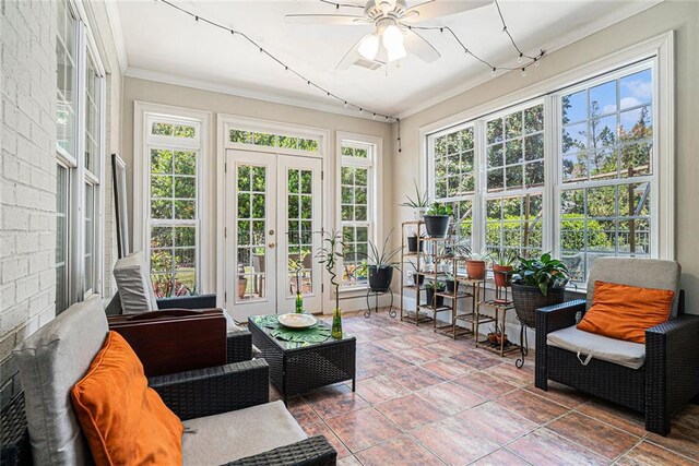 725 Windsor Place Cir SW, Grayson, GA 30017 - sunroom / solarium with french doors, ornamental molding, and healthy amount of natural light