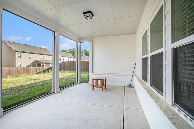 view of unfurnished sunroom