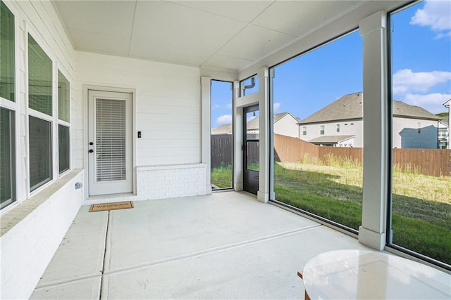 view of unfurnished sunroom