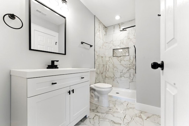 112 Radian Ct, Dallas, GA 30132 - full bath with toilet, vanity, marble finish floors, a marble finish shower, and recessed lighting