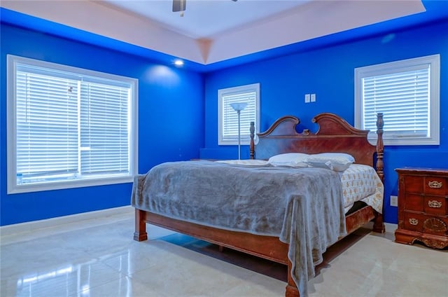 bedroom featuring ceiling fan