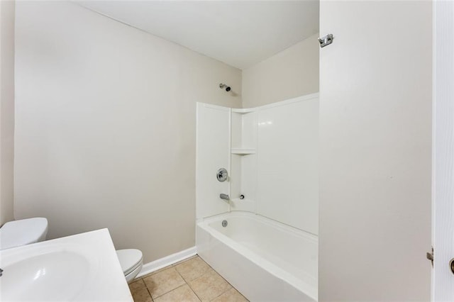 full bathroom featuring tile patterned flooring, sink, shower / bathtub combination, and toilet