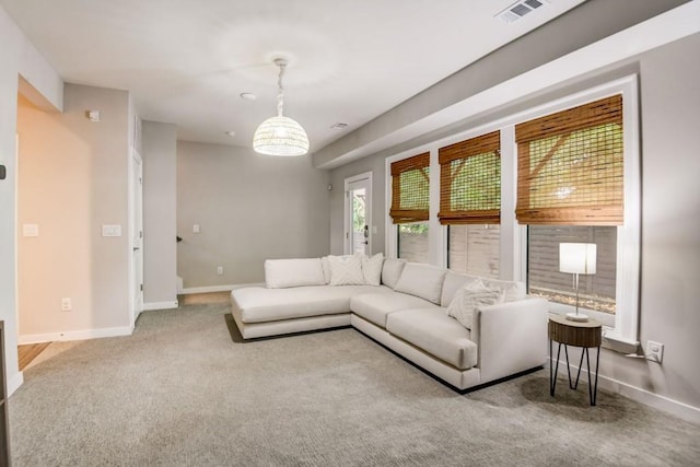 living room featuring carpet floors