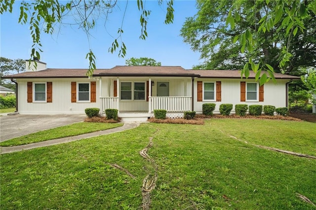 46 Forkwood Cir, Hiram, GA 30141 - single story home with covered porch, concrete driveway, and a front yard