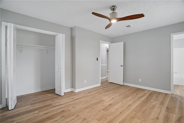 46 Forkwood Cir, Hiram, GA 30141 - unfurnished bedroom with a closet, visible vents, baseboards, and light wood-type flooring