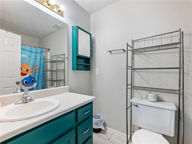 443 Rhett Dr, Loganville, GA 30052 - bathroom featuring vanity, tile patterned flooring, and a shower with shower curtain