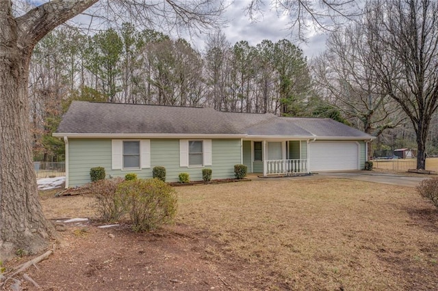 single story home with a garage