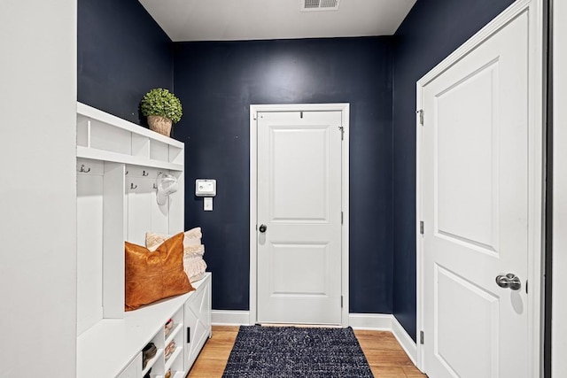 mudroom featuring light hardwood / wood-style flooring