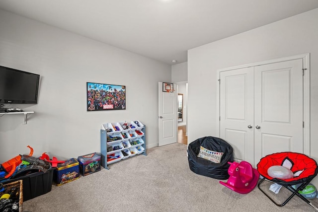 playroom with light carpet