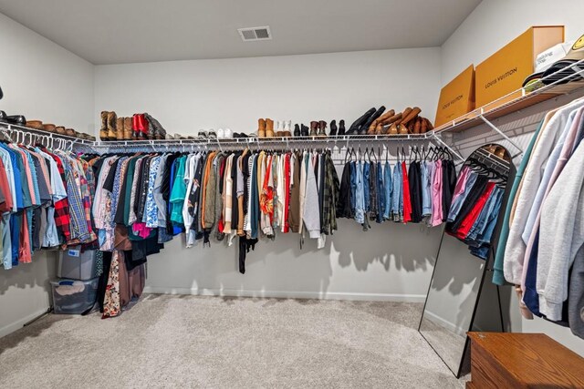 spacious closet with carpet flooring