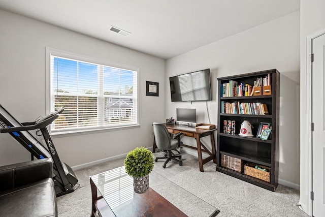 view of carpeted office space