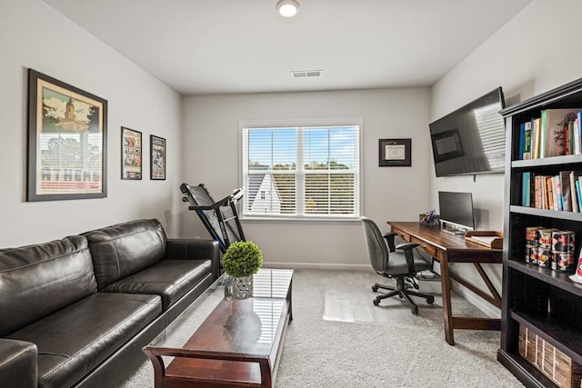 view of carpeted home office