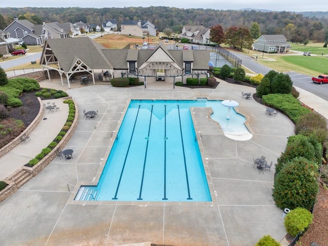 view of pool featuring a patio