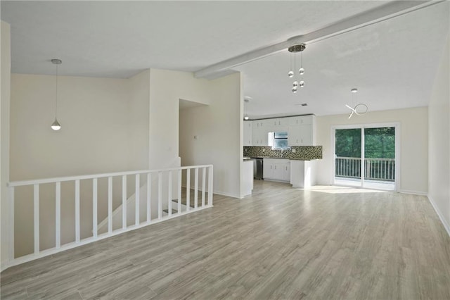 unfurnished living room with light hardwood / wood-style floors