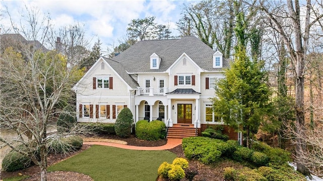 2616 Boddie Pl, Duluth, GA 30097 - view of front of property featuring french doors, a front yard, and a balcony