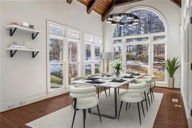 2616 Boddie Pl, Duluth, GA 30097 - sunroom with french doors, an inviting chandelier, a wealth of natural light, and beamed ceiling