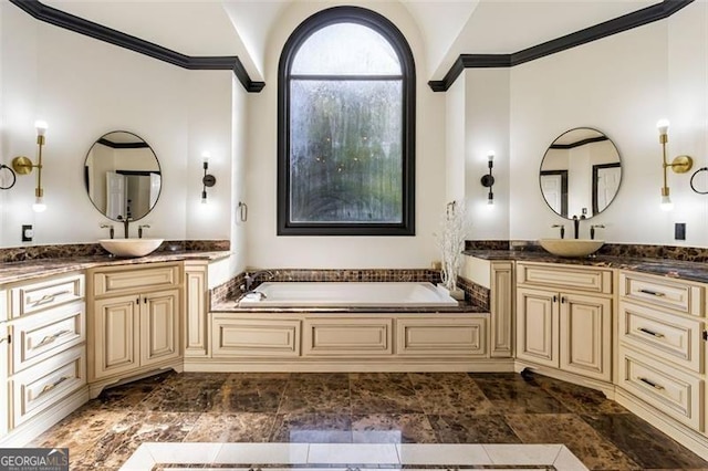 2616 Boddie Pl, Duluth, GA 30097 - full bath with a sink, ornamental molding, a bath, and two vanities