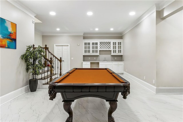 2616 Boddie Pl, Duluth, GA 30097 - playroom featuring indoor wet bar, recessed lighting, baseboards, and billiards