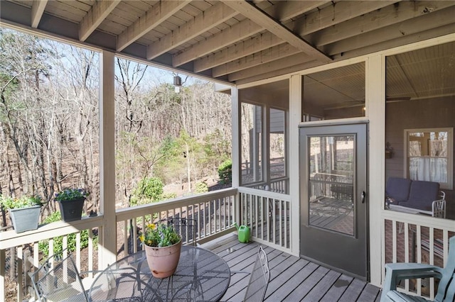 deck featuring a sunroom