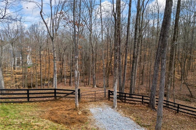 view of yard with fence and driveway