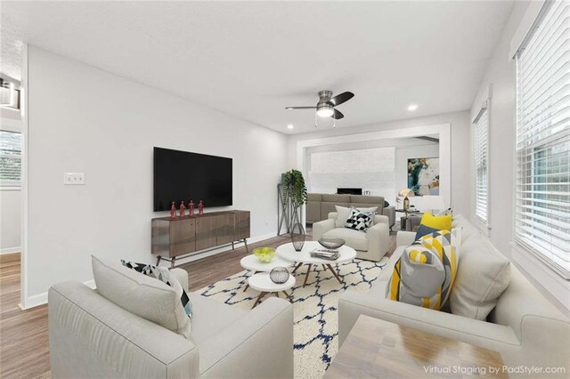 1573 Deerwood Ln, Acworth, GA 30102 - living room featuring hardwood / wood-style floors and ceiling fan
