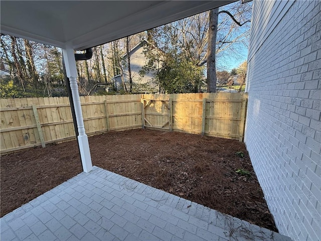 view of yard with a patio area and a fenced backyard