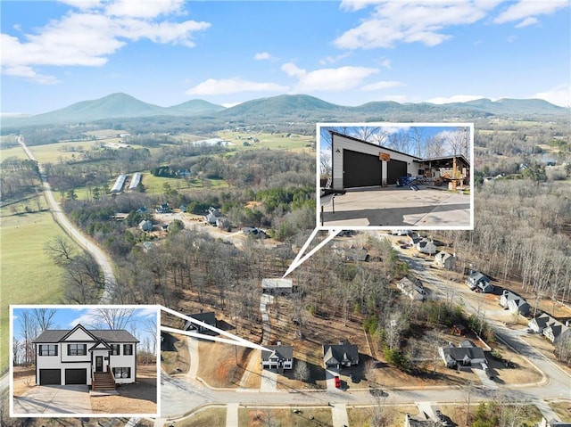 bird's eye view featuring a mountain view