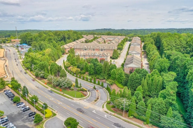 aerial view featuring a forest view