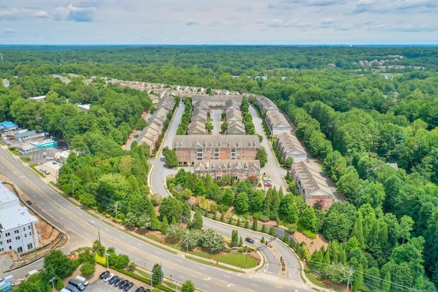 bird's eye view featuring a view of trees