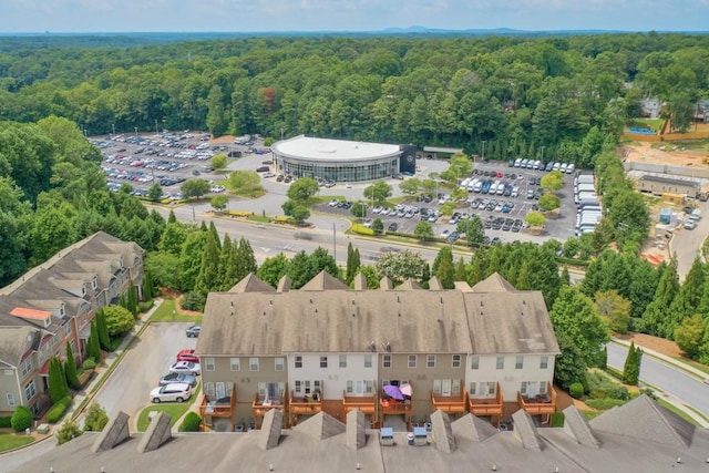 drone / aerial view with a forest view