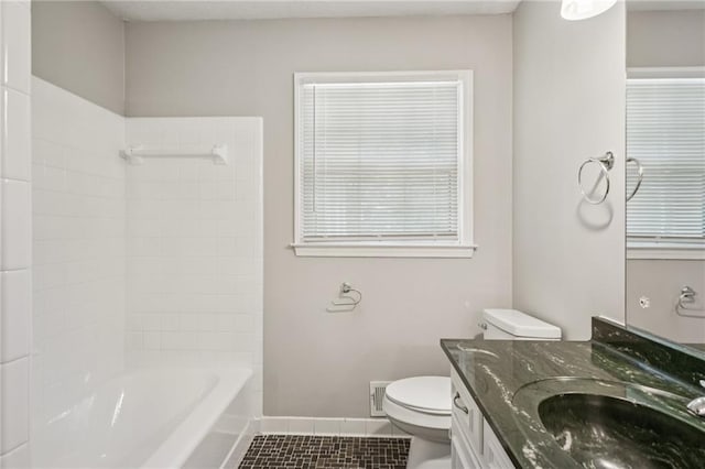 2466 Country Club Dr, Conyers, GA 30013 - bathroom featuring tile patterned floors, vanity, and shower / bath combination