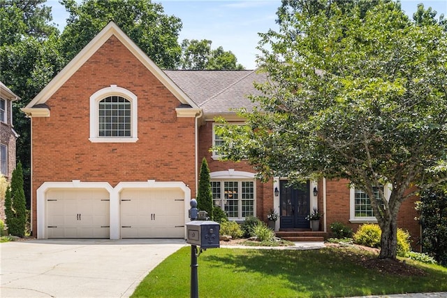 290 Edwardton Ct, Roswell, GA 30076 - view of front of property with french doors, brick siding, concrete driveway, and a garage