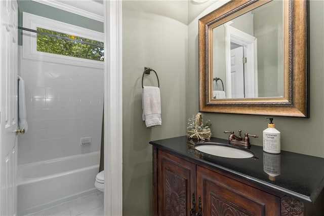 290 Edwardton Ct, Roswell, GA 30076 - bathroom featuring vanity, tile patterned flooring, and shower / bath combo