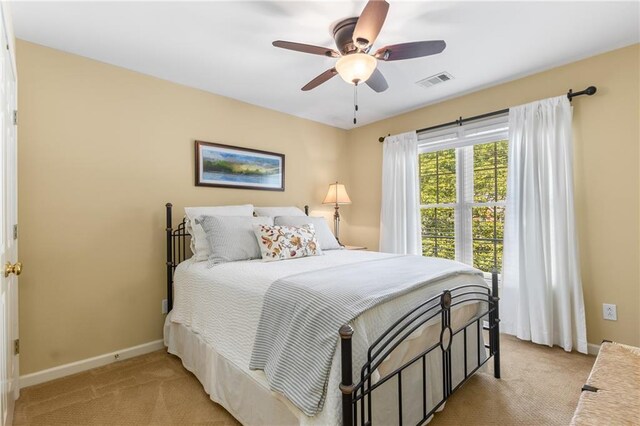290 Edwardton Ct, Roswell, GA 30076 - bedroom with light colored carpet and ceiling fan