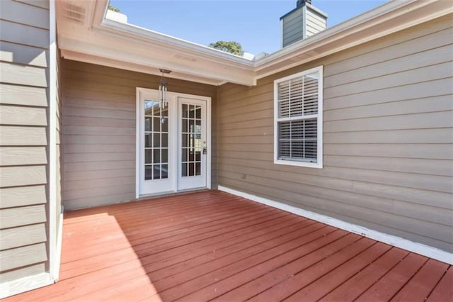 wooden terrace with french doors