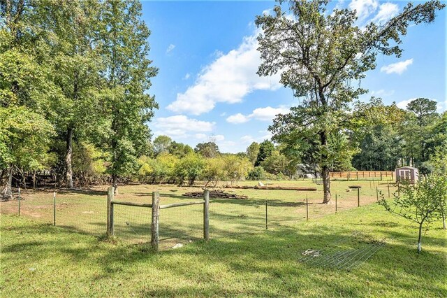 view of yard with a rural view