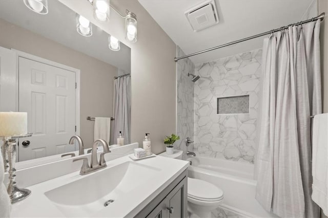2870 Tattersall Ct, Cumming, GA 30041 - bathroom with toilet, shower / bathtub combination with curtain, and vanity