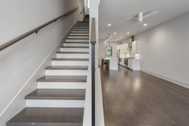133 City View Ct NE, Atlanta, GA 30308 - stairs with recessed lighting, ceiling fan, and wood finished floors