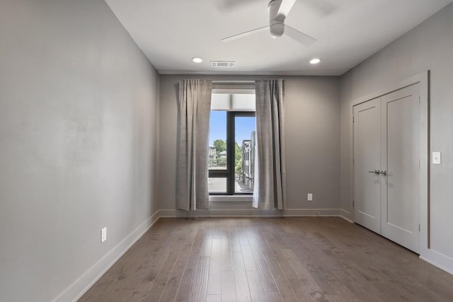133 City View Ct NE, Atlanta, GA 30308 - unfurnished room with ceiling fan, wood finished floors, and recessed lighting